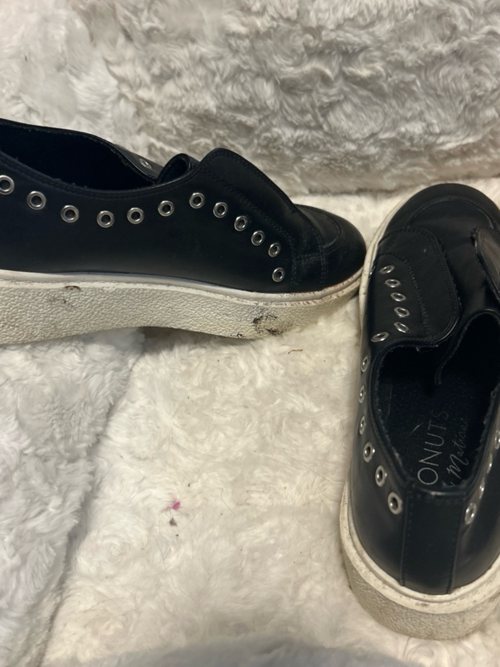 Coconuts by Matisse Black Slip-On Platform Sneakers with Silver Eyelets